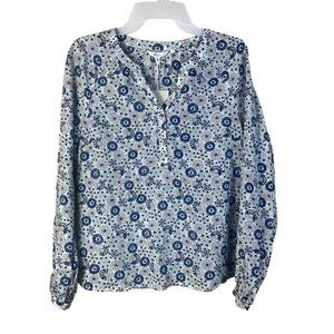 Boden Women’s Blue Floral Print Long Sleeve Blouse Tunic Top Size US 4 UK 8